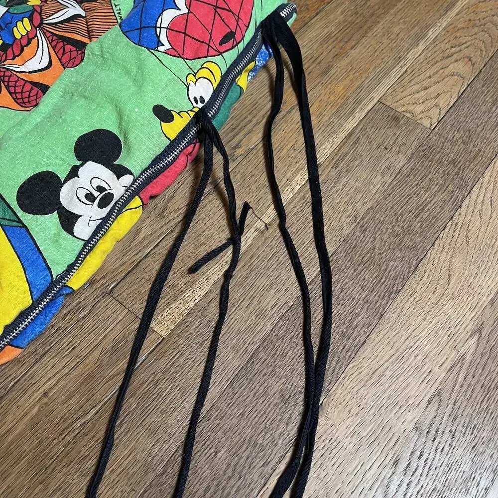 Vintage Disney Sleeping Bag Mickey Minnie Mouse Goofy Hot Air Balloon 32x60